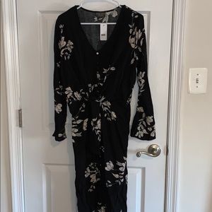 Black floral long sleeve dress
